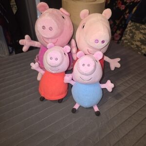 Peppa Pig And Friends Lot Of 4 GUC Plushies 2= 11in 2 =7in Like New